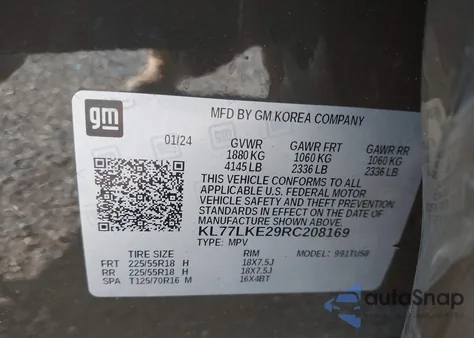 2024 Chevrolet Trax Fwd Activ from USA, damaged, VIN KL77LKE29RC208169